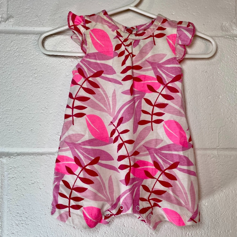 Chick Pea Pink & White Butterfly Sleeve Romper